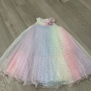 Bonnie Jean Blush and Gold Polka Dot Dress